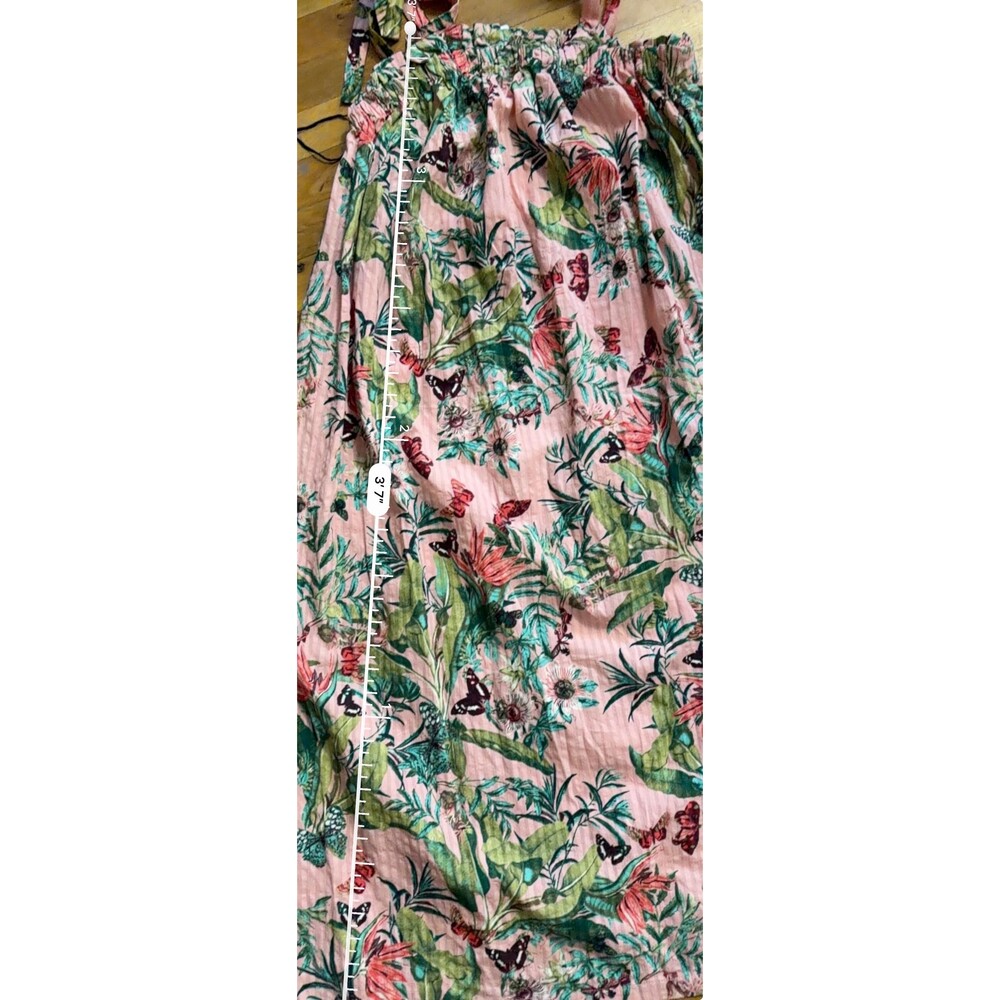 H&M Smocked-bodice strappy dress in a pink/floral or tropical pattern 12 New - Picture 6 of 8